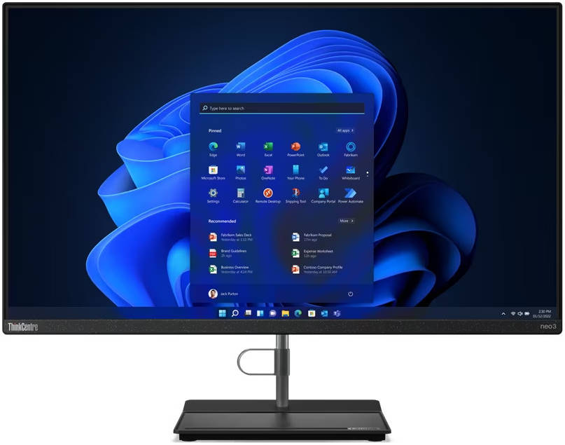 Lenovo ThinkCentre Neo 30a 24 AIO Desktop PC, 23.8" FHD IPS, Intel Core i5-12450H CPU, 8GB RAM, 256GB SSD, Intel UHD Graphics, USB Black Calliope Mouse & ENG(UK) K/B, FreeDOS, Black | 12CE009GUM