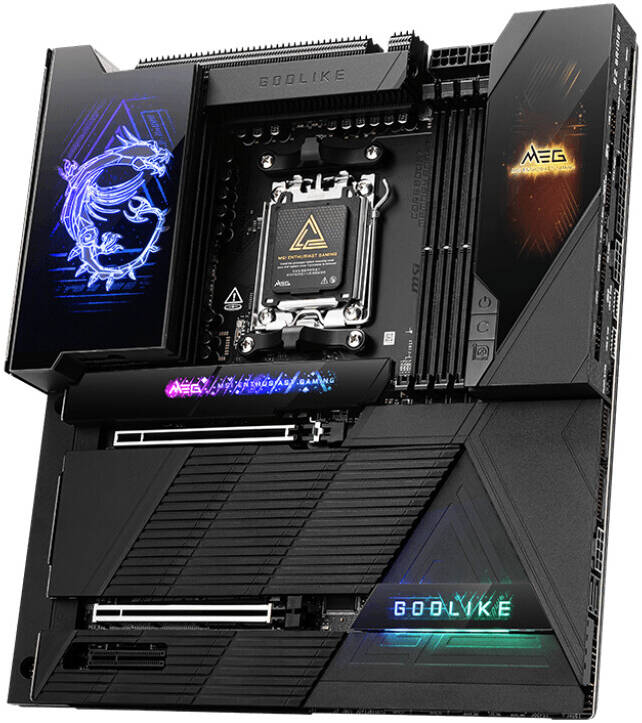 MSI MEG X870E GODLIKE Motherboard – E-ATX, AMD X870E Chipset, Supports Ryzen 9000/7000 Series, DDR5, PCIe 5.0, Wi-Fi 7, 10G LAN, USB 4.0, Dynamic OLED Dashboard, Frozr AI Cooling, Mystic Light RGB – Ultimate Gaming Motherboard