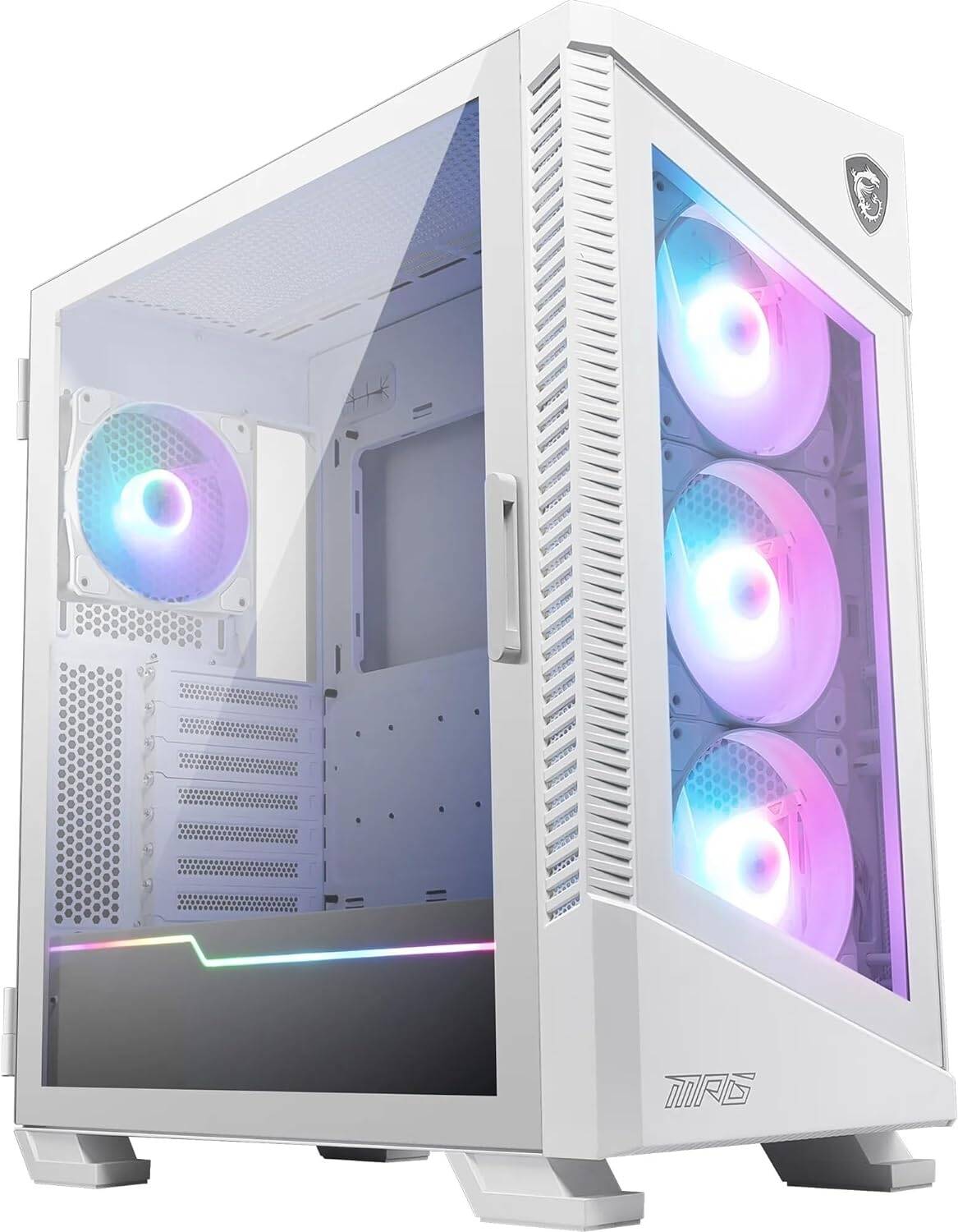 MSI MPG VELOX 100R WHITE Mid-Tower Gaming Case – Tempered Glass, 4x ARGB Fans, Mystic Light Sync, USB Type-C, 360mm Radiator Support, Premium White Steel Design – High-Performance Airflow PC Chassis