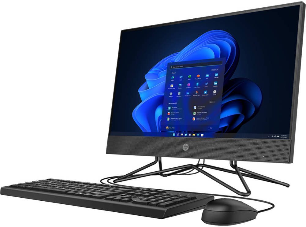 HP 200 G4 All-in-One Desktop PC, 21.5" FHD IPS Display, Intel Core i5-1235U, 8GB RAM, 1TB HDD, Intel UHD Graphics, Keyboard And Mouse Combo, Free DOS, Black | 5W800ES#BH5