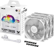 ASUS TUF Gaming TR120 ARGB Reverse Fan White – 120mm 3-in-1 Pack, Addressable RGB, High-Performance Cooling