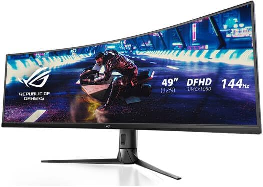 ASUS ROG Strix XG49VQ Gaming Monitor – 49", 3840x1080 UltraWide, 144Hz, 4ms Response, HDMI (x2) + DisplayPort + USB Hub, Black