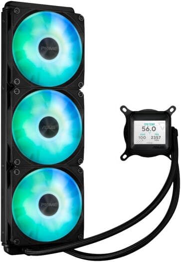 ASUS Prime LC 360 ARGB AIO Cooler – Asetek Pump, 2.3" LCD Display, ARGB Fans, High-Performance Liquid Cooling