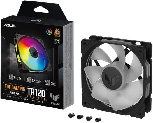 ASUS Prime MR120 ARGB Reverse Fan Black – 120mm High-Performance Cooling, Addressable RGB