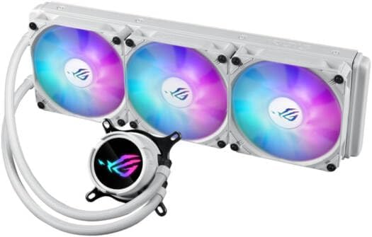 ASUS TUF Gaming LC III 360 ARGB White AIO Cooler – 3-in-1 Fans, 2.8" LCD Display, Addressable RGB