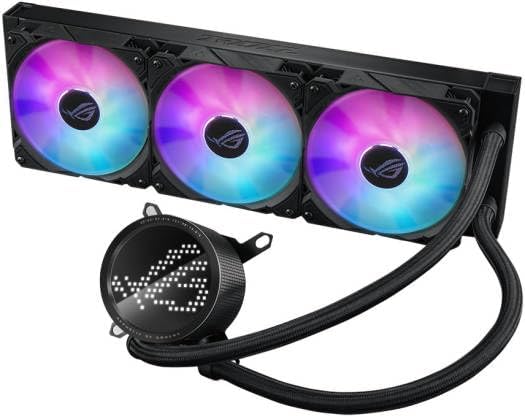 ASUS ROG RYUO III 360 ARGB Black AIO Cooler – Asetek Pump, EMMA Display, Addressable RGB, Aura Sync Compatible