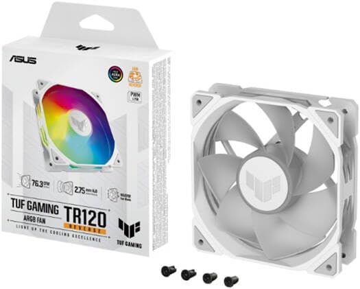 ASUS Prime MR120 ARGB Reverse Fan White – 120mm High-Performance Cooling, Addressable RGB