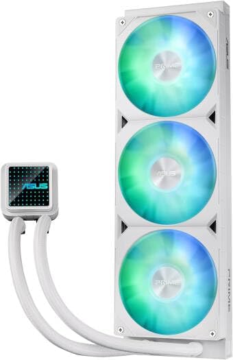 ASUS Prime LC 360 ARGB White AIO Cooler – 3-in-1 Fans, Replaceable Length Tubing, High-Performance Liquid Cooling