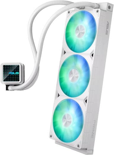 ASUS Prime LC 360 ARGB White AIO Cooler – 3-in-1 Fans, Replaceable Length Tubing, High-Performance Liquid Cooling