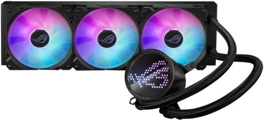 ASUS ROG RYUO III 360 ARGB Black AIO Cooler – Asetek Pump, EMMA Display, Addressable RGB, Aura Sync Compatible