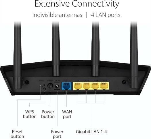 ASUS RT-AX57 WiFi 6 Dual-Band Router – 1,800 Mbps, OFDMA & MU-MIMO, AiMesh Compatible