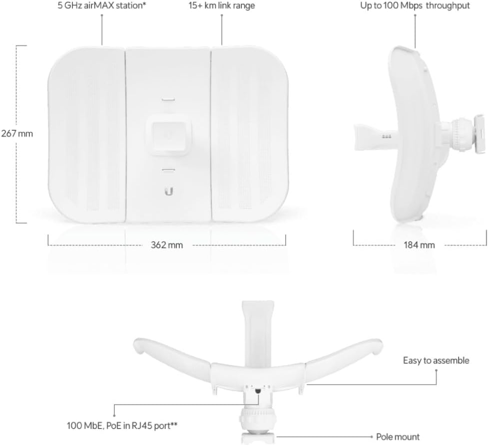 Ubiquiti LBE-M5-23-EU – Long-Range AirMax Bridge, 5GHz, 23dBi Antenna, High-Performance Point-to-Point Wireless, Weather-Resistant, Outdoor Networking