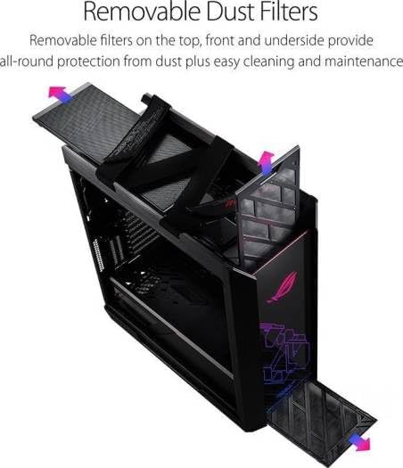 ASUS ROG Strix Helios GX601 Mid-Tower Gaming Case – Black Aluminum with Tempered Glass, Integrated RGB Lighting & Carry Handle
