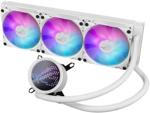 ASUS ROG RYUO III 360 ARGB White AIO Cooler – Asetek Pump, EMMA Display, Addressable RGB, Aura Sync Compatible