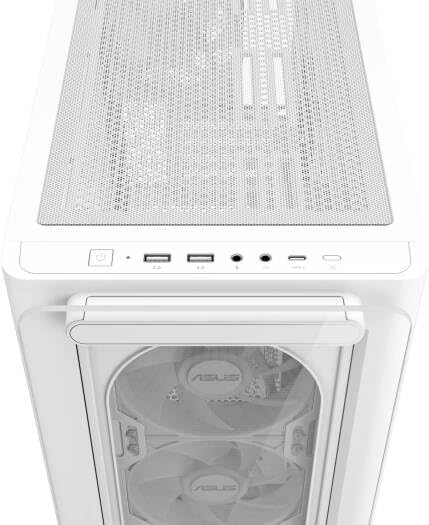 ASUS A23 Plus Mid-Tower PC Case – White with Tempered Glass & ARGB Fans, ATX / Micro-ATX / Mini-ITX Compatible