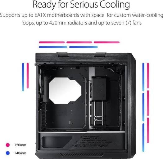 ASUS ROG Strix Helios GX601 Mid-Tower Gaming Case – Black Aluminum with Tempered Glass, Integrated RGB Lighting & Carry Handle