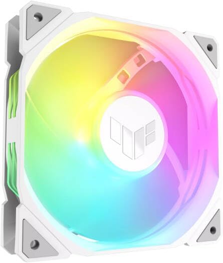 ASUS TUF Gaming TR120 ARGB Fan White – 120mm 3-in-1 Pack, Addressable RGB, High-Performance Cooling