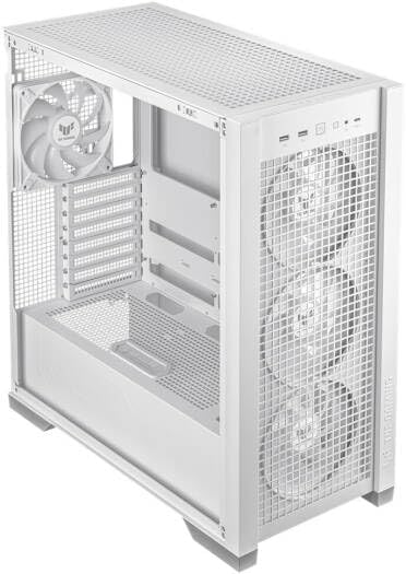 ASUS TUF Gaming GT302 Mid-Tower PC Case – White with Tempered Glass & ARGB Fans, ATX / Micro-ATX / Mini-ITX Compatible