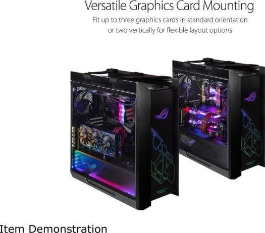 ASUS ROG Strix Helios GX601 Mid-Tower Gaming Case – Black Aluminum with Tempered Glass, Integrated RGB Lighting & Carry Handle