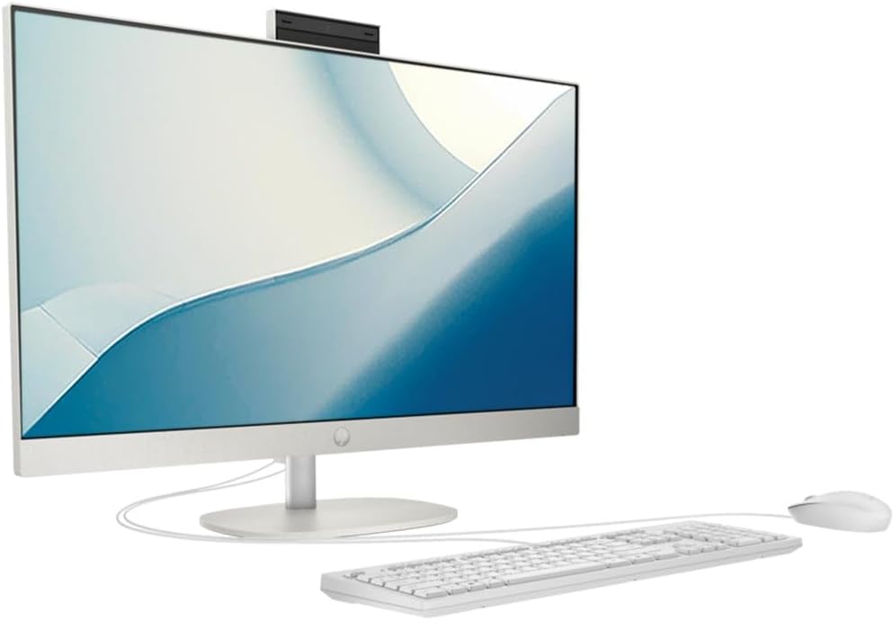 HP All-in-One 27-cr1004nh Desktop Computer, 27" FHD IPS Display, Intel Core Ultra 7 155U, 16GB RAM, 512GB SSD, Intel Iris Xe Graphics, HP 125 Keyboard & Mouse, FreeDOS, Black | A0CM1EA#BH5