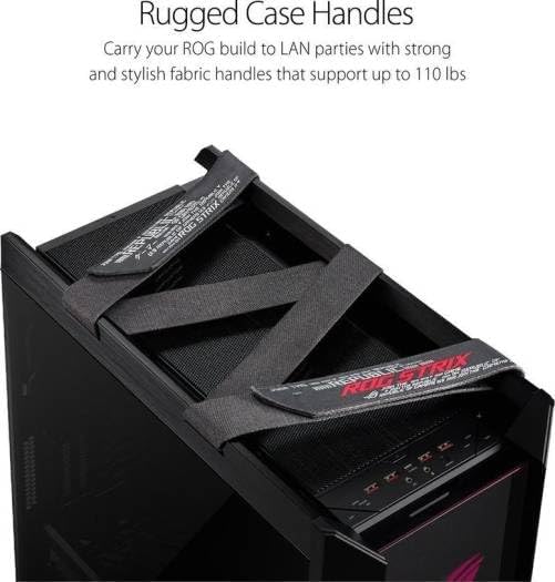 ASUS ROG Strix Helios GX601 Mid-Tower Gaming Case – Black Aluminum with Tempered Glass, Integrated RGB Lighting & Carry Handle