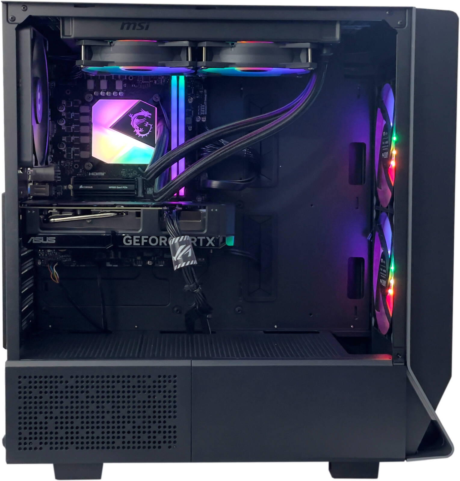 XPG Valor Gaming PC - Intel Core i7-14700KF 20 Cores 28 Threads, NVIDIA RTX 4060 TI 8GB, 32GB DDR5 RAM 6400Mhz, 1TB SSD Gen 4, 650W 80 PLUS Bronze PSU, 240mm Liquid Cooler