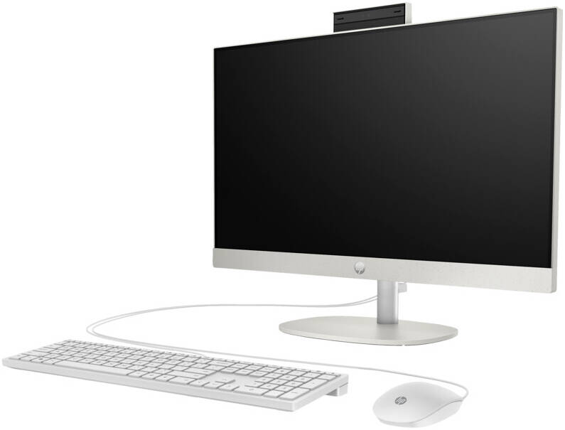 HP 24-CR0001L All-in-One Desktop Computer, 23.8" FHD IPS Display, Intel Core i7-1355U, 16GB RAM, 512GB SSD, Intel Iris Xe Graphics, HP 125 USB White Wired K/B & Mouse, Free Dos, White | 9A1A0PA