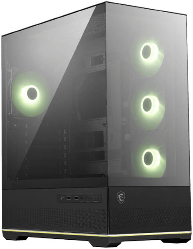 MSI MAG PANO 110R PZ WHITE Mid-Tower PC Case – Panoramic Tempered Glass Design, ARGB Fans, Dual-Chamber Layout, High Airflow Mesh, Mystic Light Sync, Tool-Free Assembly, USB 3.2 Front I/O – Elegant White Chassis