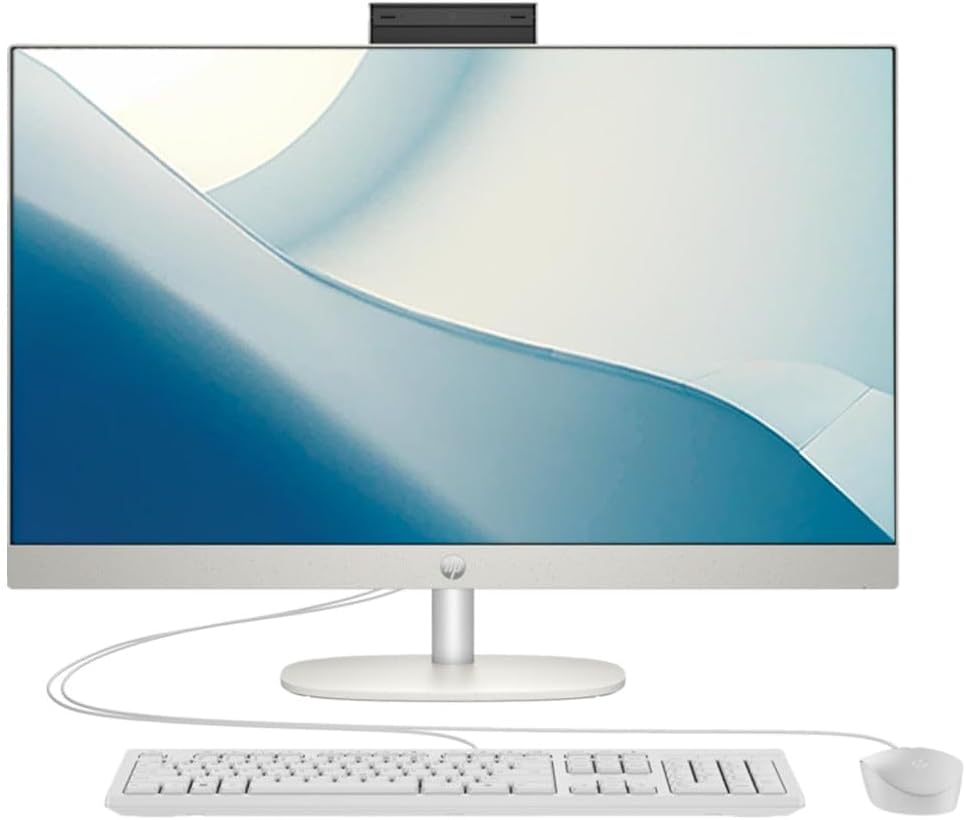 HP All-in-One 27-cr1004nh Desktop Computer, 27" FHD IPS Display, Intel Core Ultra 7 155U, 16GB RAM, 512GB SSD, Intel Iris Xe Graphics, HP 125 Keyboard & Mouse, FreeDOS, Black | A0CM1EA#BH5