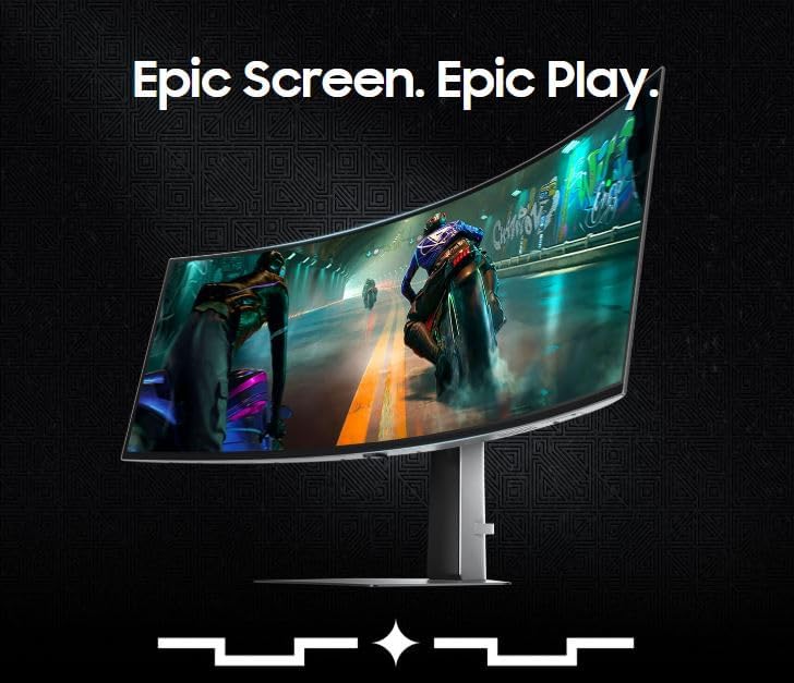 Samsung Gaming Monitor 49 inch G9 (G91SD) Odyssey OLED Dual QHD (5120 x 1440) 144Hz Refresh Rate 0.03Ms Response Time, NVIDIA G-Sync Compatible, Height Adjustable, Silver