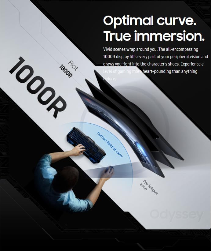 Samsung Gaming Monitor 34 inch Odyssey G5 Curved Ultra Wide QHD (3,440 x 1,440) 165Hz Refresh Rate 1Ms Response Time, FreeSync Premium LC34G55TWWMXUE