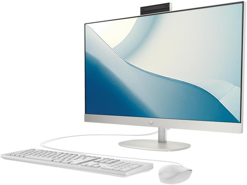 HP All-in-One 27-cr1004nh Desktop Computer, 27" FHD IPS Display, Intel Core Ultra 7 155U, 16GB RAM, 512GB SSD, Intel Iris Xe Graphics, HP 125 Keyboard & Mouse, FreeDOS, Black | A0CM1EA#BH5