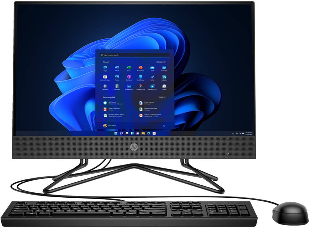HP 200 G4 All-in-One Desktop PC, 21.5" FHD IPS Display, Intel Core i5-1235U, 8GB RAM, 1TB HDD, Intel UHD Graphics, Keyboard And Mouse Combo, Free DOS, Black | 5W800ES#BH5