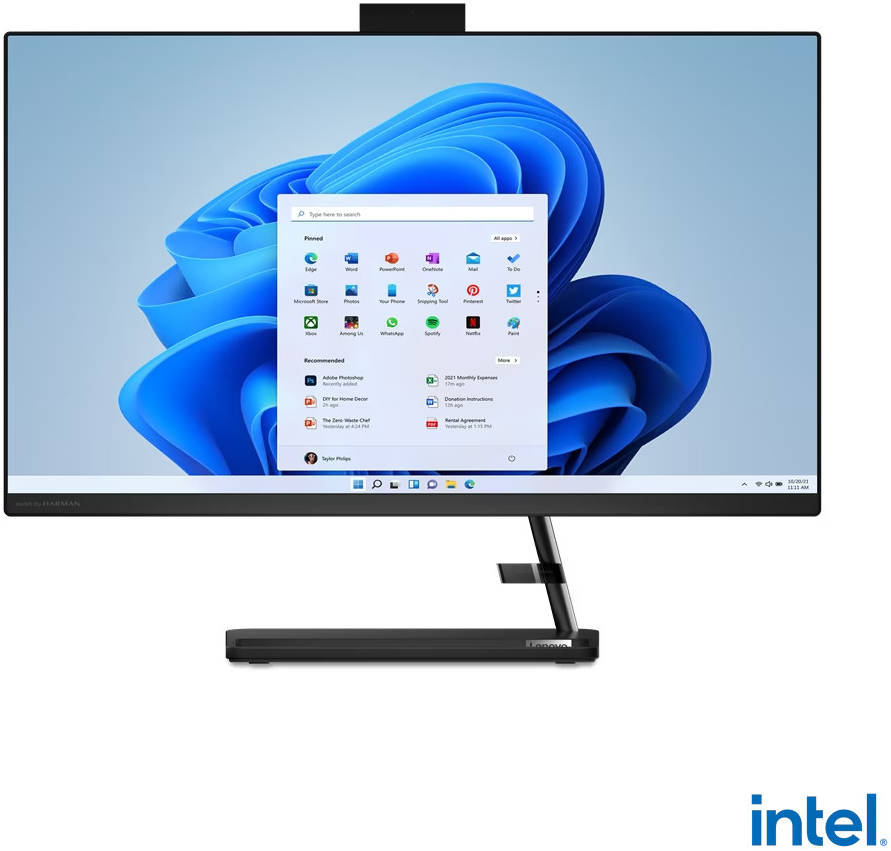 Lenovo IdeaCentre AIO 3 27IAP7 Desktop PC, 27" FHD IPS, Intel Core i5-1240P, 8GB RAM, 512GB SSD, NVIDIA GeForce MX550 2GB, Calliope Wireless ENG-ARB KB & Wireless Mouse, DOS, Black | F0GJ003AAX
