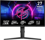 MSI MPG 275CQRXF 27" QHD 250Hz Curved Gaming Monitor – Rapid VA Panel, 1ms Response, FreeSync Premium, G-SYNC Compatible, HDR 400, USB-C, HDMI/DisplayPort, RGB Lighting, Adjustable Stand – Immersive Esports Display