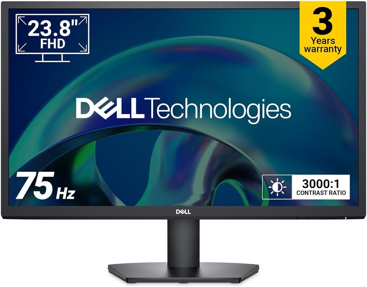 Dell SE2425H 24" Full HD (1920x1080) Monitor, 75Hz, VA, 5ms, VESA (100x100mm), HDMI, VGA, 3 Year Warranty, Black