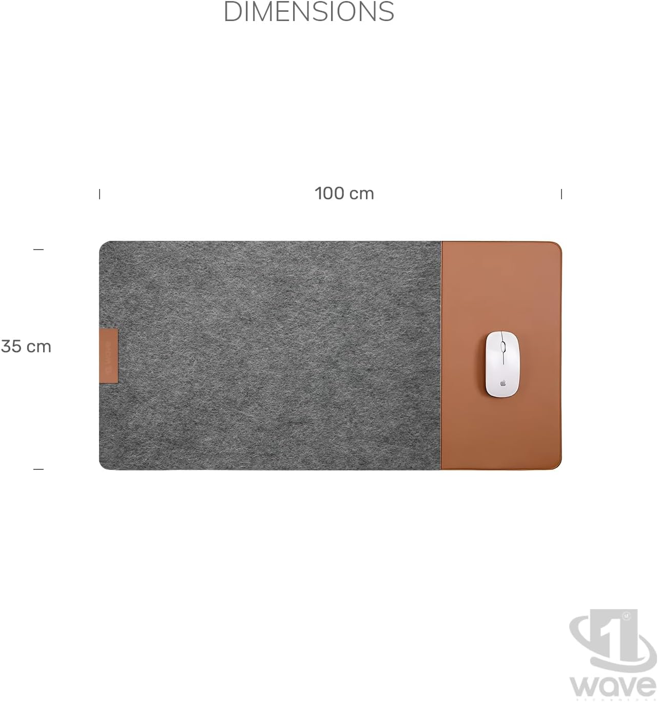 First Wave Signature Mat | Premium Desk Mat 100x35cm | Smooth Felt & Leather | Gaming, Office & Home | Clean & Organized Desk | Laptop, Keyboard & Mouse Pad | Anti-Slip, Water-Resistant | Grey-Tan
