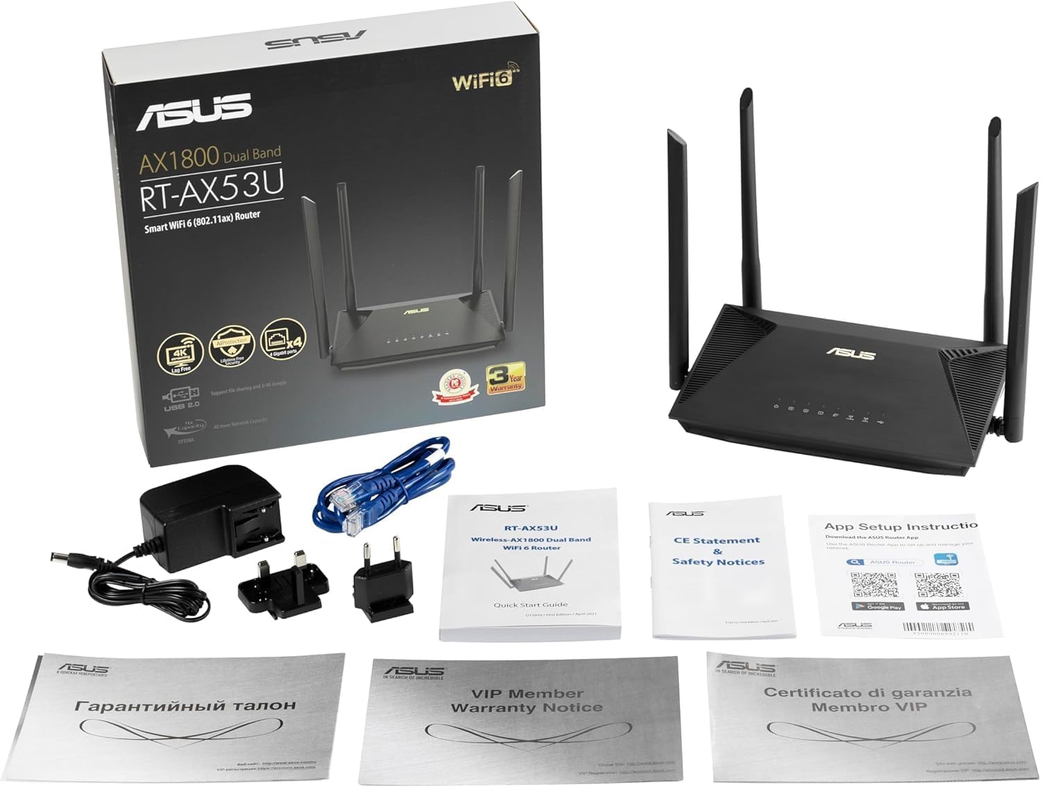ASUS RT-AX52 WiFi 6 Dual-Band Router – 1,800 Mbps, OFDMA & MU-MIMO, AiMesh Compatible