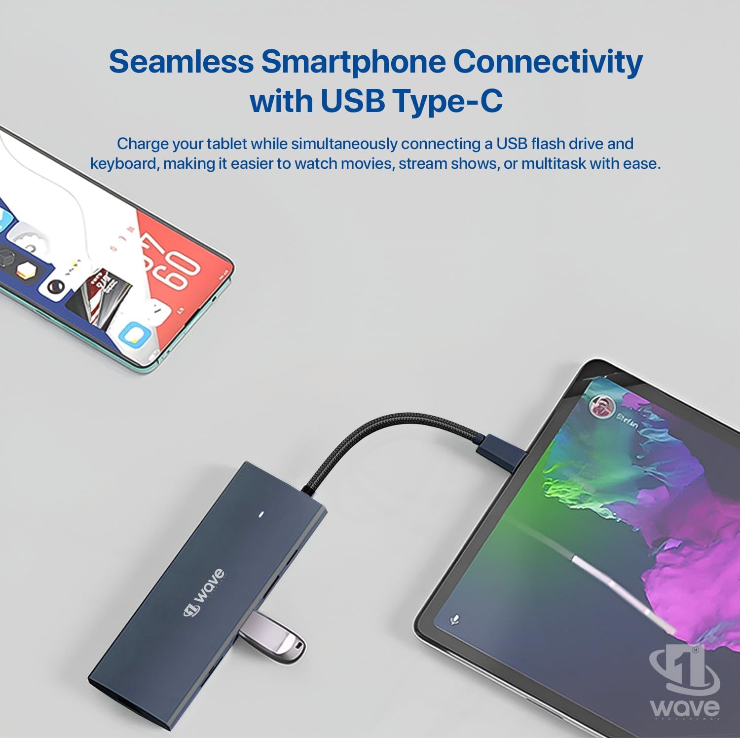 First Wave ProHub 9-in-1 USB-C Dock Hub – 4K HDMI 2.0, 100W PD, RJ45 GbE LAN, USB-C, 2× USB 3.2, USB 2.0, Micro SD & SD Card Slots, Portable Multiport Adapter for Laptop, MacBook, iPad, Metallic Blue