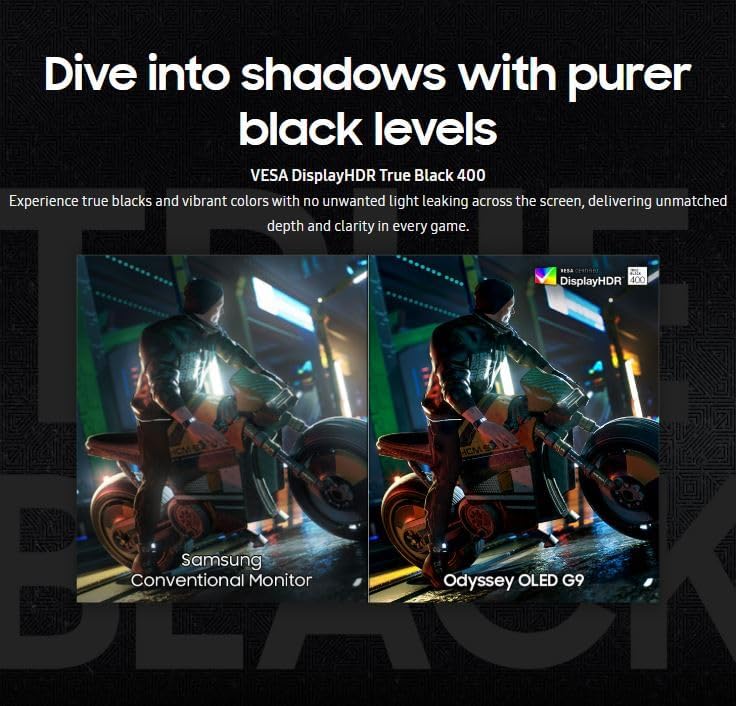 Samsung Gaming Monitor 49 inch G9 (G91SD) Odyssey OLED Dual QHD (5120 x 1440) 144Hz Refresh Rate 0.03Ms Response Time, NVIDIA G-Sync Compatible, Height Adjustable, Silver