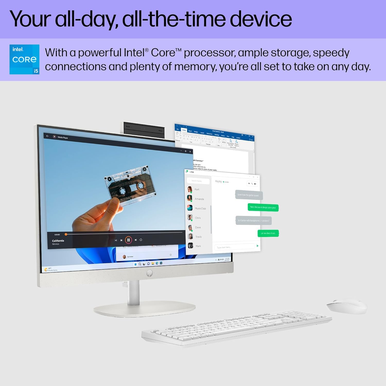 HP 24" Touch All-in-One Desktop PC – Intel Core i5-1334U | 16GB RAM | 512GB SSD | 24" Full HD Touch Display | Intel Graphics | Wi-Fi 6 | Windows 11 Pro | White | Includes First Wave Document Scanner