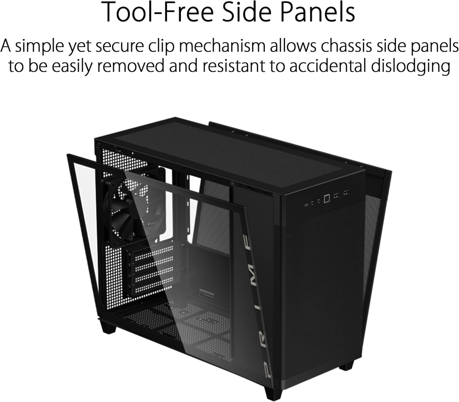ASUS Prime AP201 Mid-Tower PC Case – Tempered Glass, Black, ATX / Micro-ATX / Mini-ITX Compatible