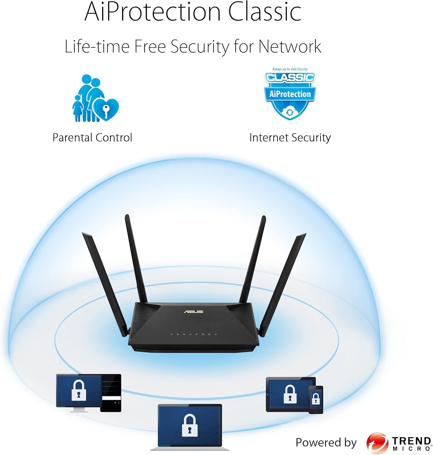 ASUS RT-AX52 WiFi 6 Dual-Band Router – 1,800 Mbps, OFDMA & MU-MIMO, AiMesh Compatible