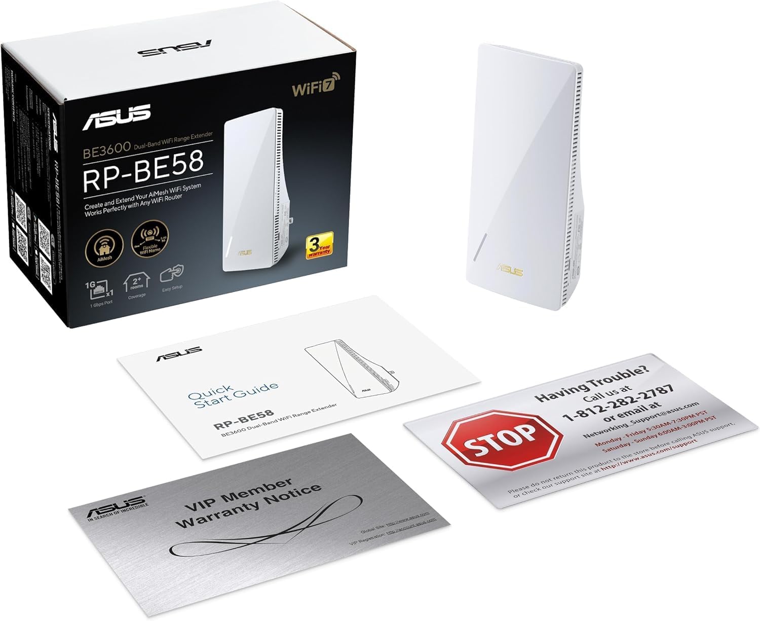 ASUS RP-BE58 WiFi 7 Range Extender – Dual-Band, 5,800 Mbps, OFDMA & MU-MIMO, AiMesh Compatible