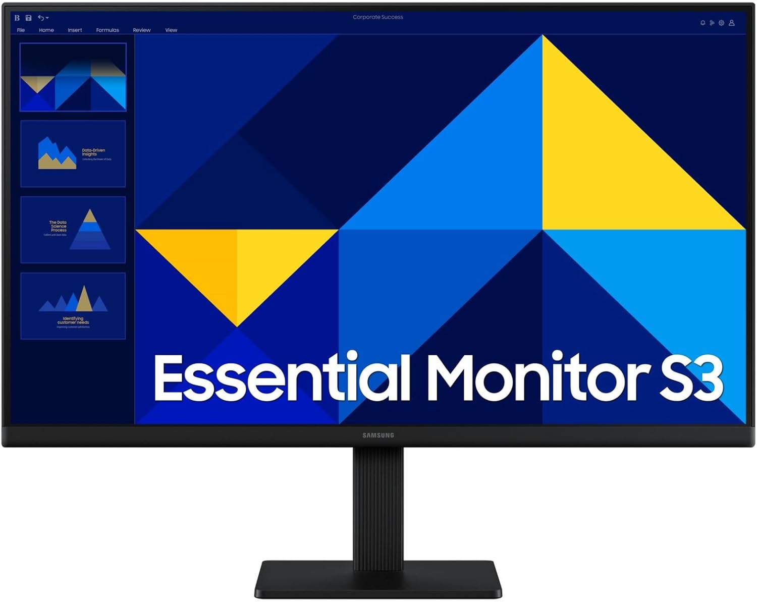 Samsung S3 S30GD Essential 27" Monitor – Full HD IPS Display, 100Hz Refresh Rate, 5ms Response Time, Flicker-Free Technology, 16.7M Colors, HDMI & DisplayPort, Slim Black Design for Gaming and Work