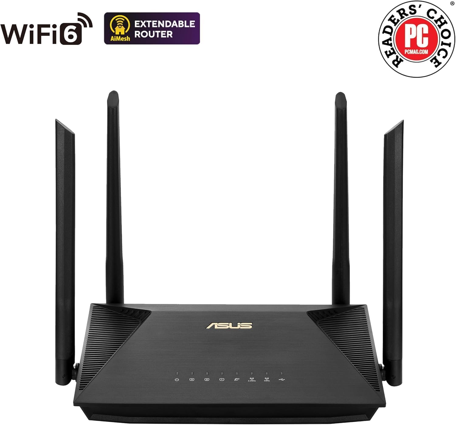 ASUS RT-AX52 WiFi 6 Dual-Band Router – 1,800 Mbps, OFDMA & MU-MIMO, AiMesh Compatible
