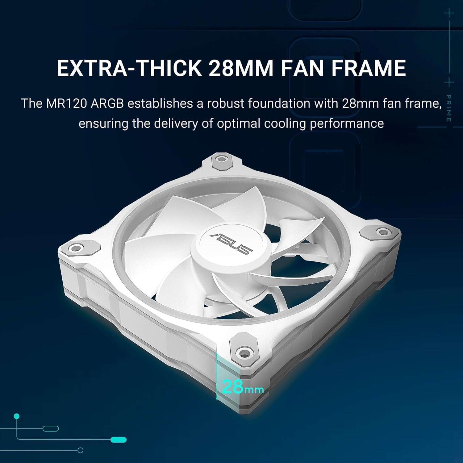 ASUS Prime MR120 ARGB Reverse Fan White – 120mm 3-in-1 Pack, High-Performance Cooling, Addressable RGB