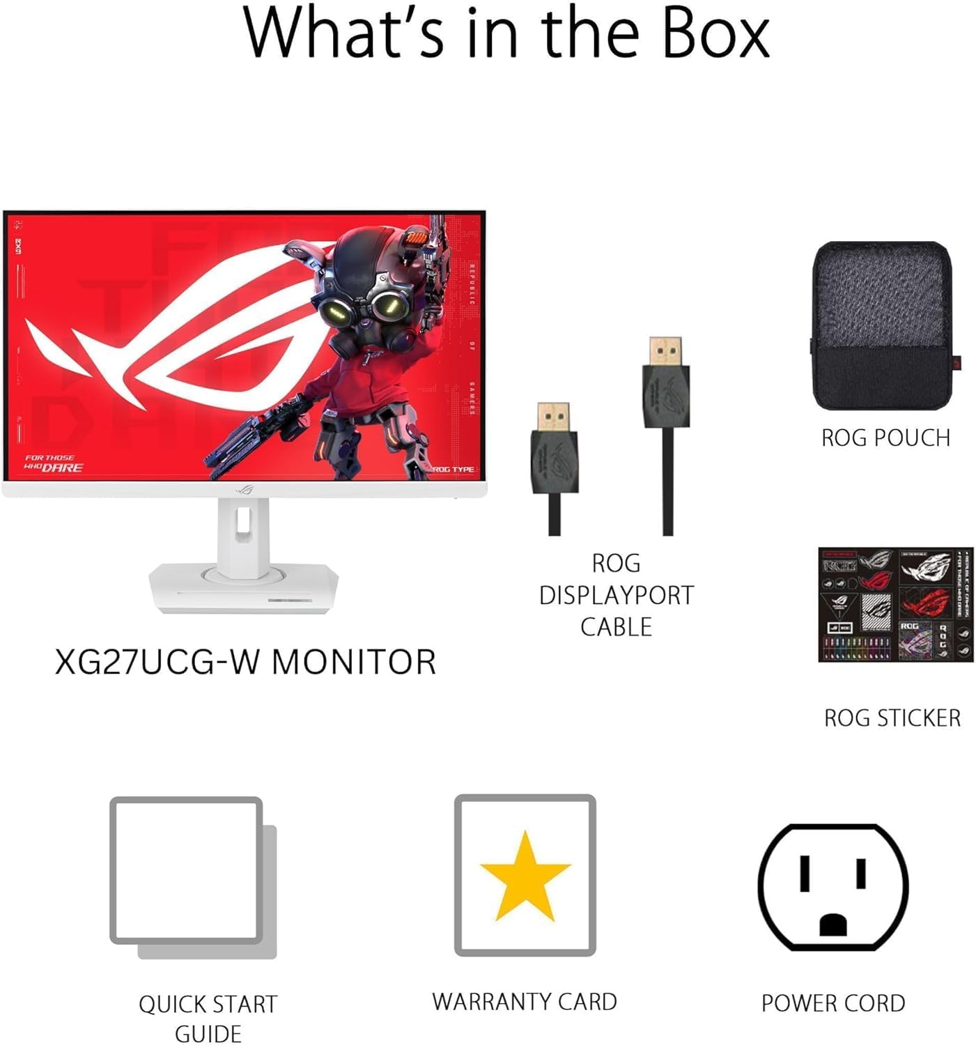 ASUS ROG Swift XG27UCG-W Gaming Monitor – 27", 4K UHD, 1ms Response, DisplayPort + HDMI + USB-C, White