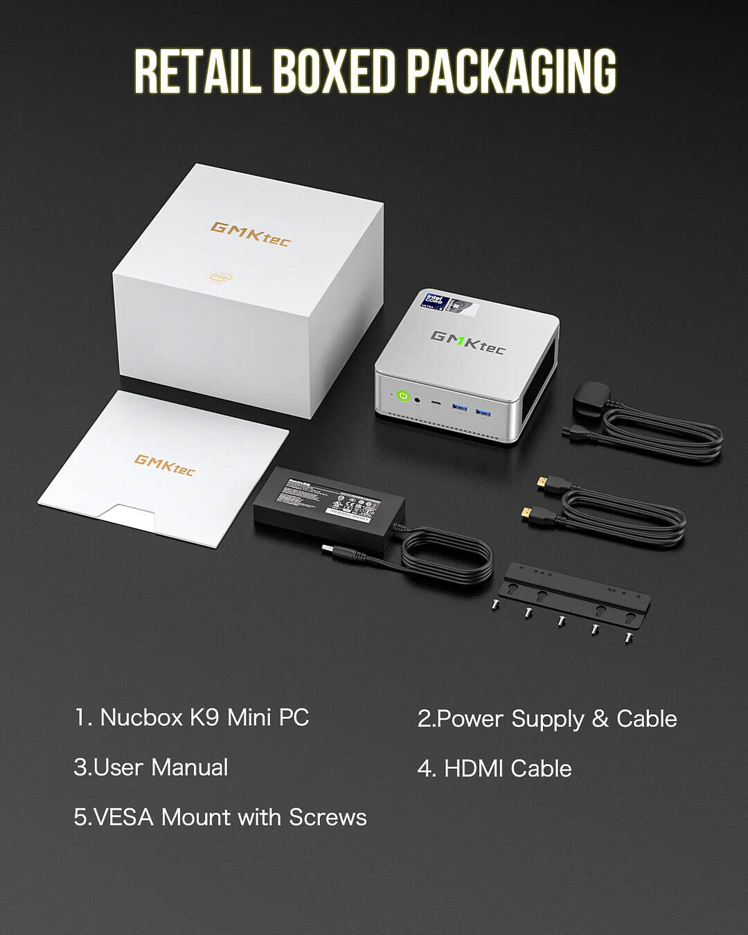 GMKtec NucBox K9, Mini PC, Intel Core Ultra 5 125H, 32GB DDR5 RAM, 1TB SSD, Dual LAN 2.5G, WiFi 6E, Thunderbolt 4.0, BT 5.2, DP, HDMI, Dual Fan, Windows 11 Pro | NucBox K9