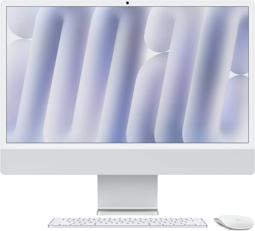 Apple iMac (2024) AIO Desktop Computer, 24" 4.5K Retina Standard Display, Apple M4 Chip with 8-Core CPU, 8-Core GPU, 16-Core Neural Engine, 16GB RAM, 256GB SSD, English Keyboard, Silver | MWUC3X/A